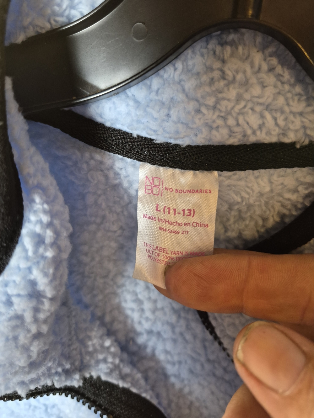 No Boundaries Women's Light Blue Sherpa Jacket - L Bin 64